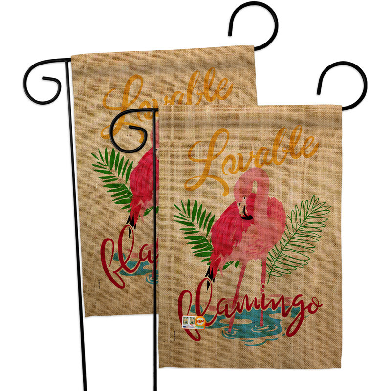 Flamant rose en polyester 2 faces 18,5 x 13 po drapeau de jardin