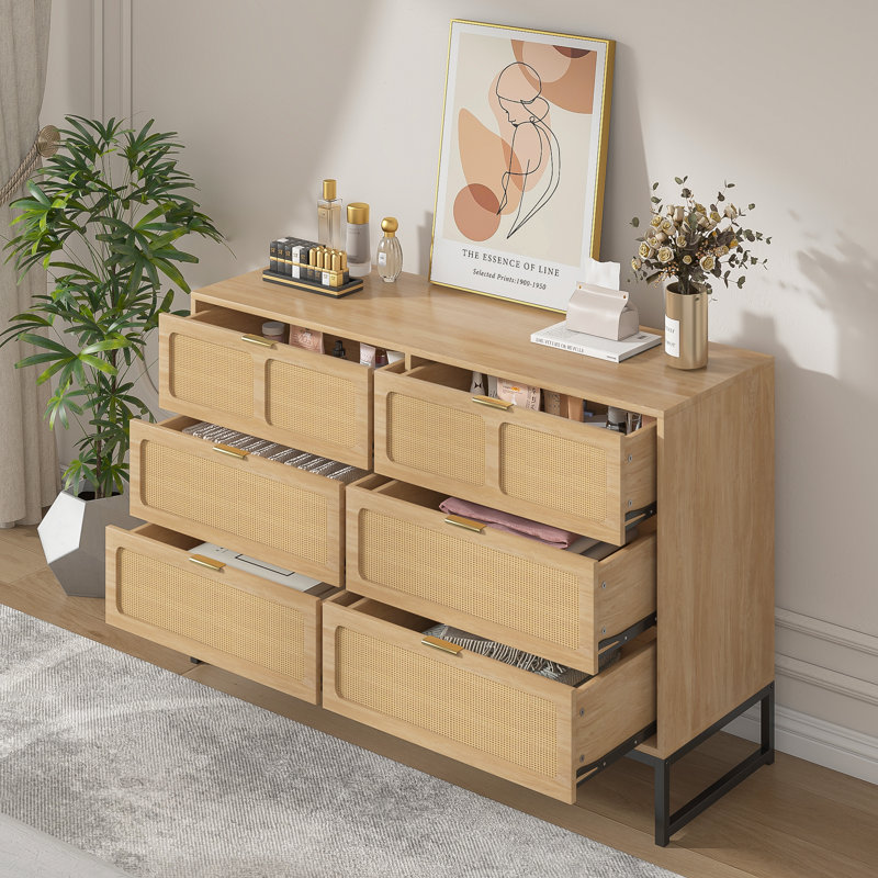 Brosy 47.24'' W 6 - Drawer Dresser, Wood