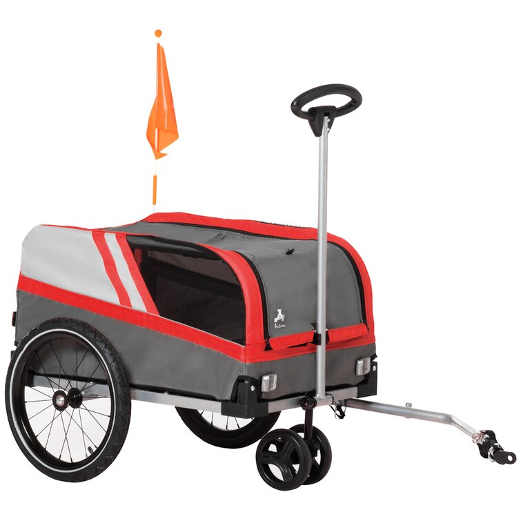 Aosom Dog Bike Trailer 2-in-1 Pet Stroller Cart for Travel with