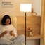 Lampe sur pied moderne de conception simple avec abat-jour blanc, interrupteur à pédale, petites lampes hautes de 60 po pour le salon, la chambre, le bureau, la salle à manger, la cuisine, la lampe noire (sans ampoule)