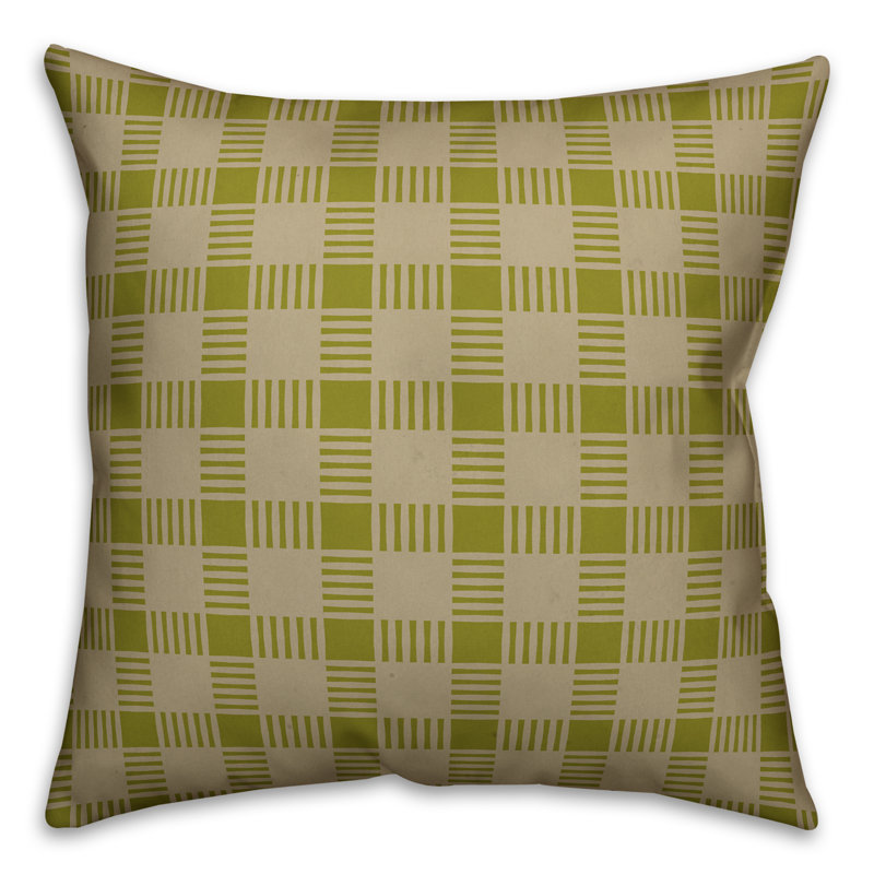 Coussin Plaid, 18 po x 18 po, Vert, Extérieur