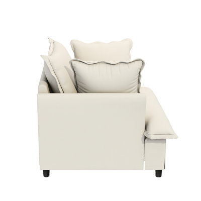 Fauteuil en chenille, siège simple de 37 po. Fabrication et tissu doux. Conception réfléchie. Pour appartement, espace de vie. Module à 2 options de couleurs, coussins en mousse à ressorts ensachés. Pièce élégante, appartement.