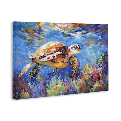 Sea Turtle's Adventure Canvas Wall Art by Leon Devenice