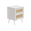 Table d'appoint, table d'appoint, bout, chambre à coucher, salon, table de chevet, tiroir de rangement, stratifié blanc, moderne, contemporain