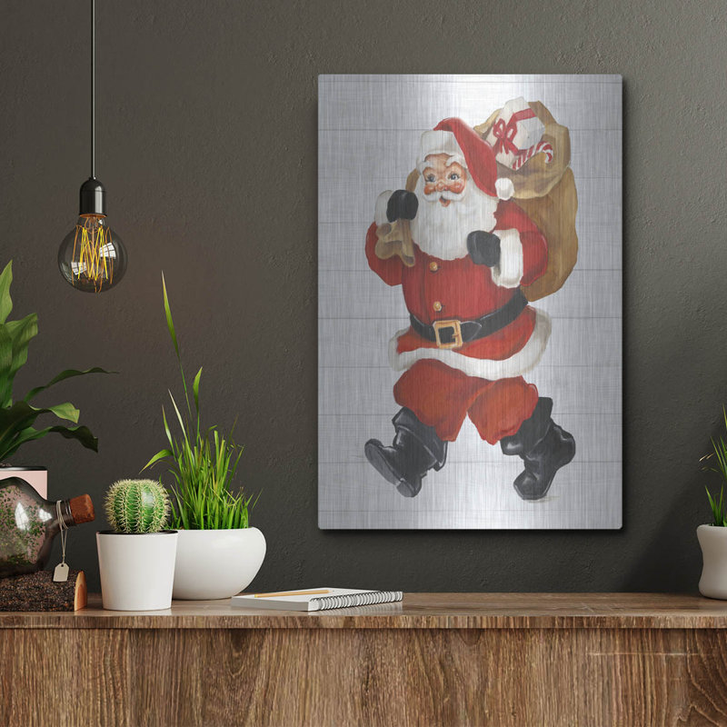 «Nostalgic Santa 2» par Ethan Harper, art mural en métal, H 16 po x l 12 po