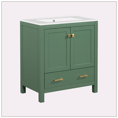 Meuble-lavabo vert 30 po avec lavabo simple