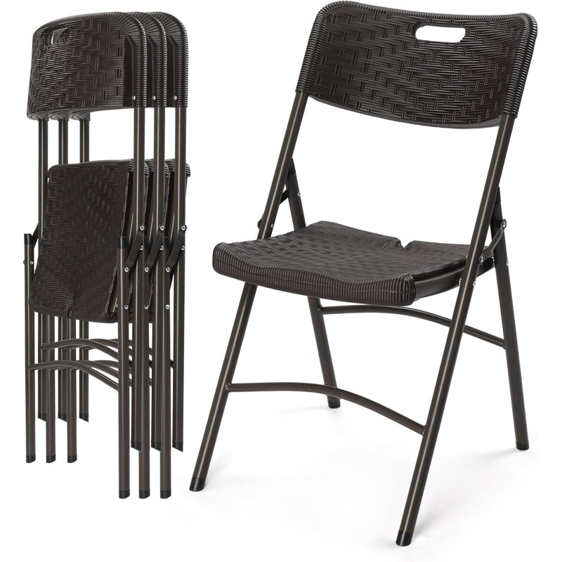 Black Plastic Folding Chair (Set Of 4)