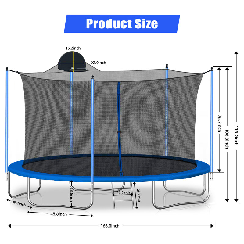 Pengmao Round Backyard Trampoline with Safety Enclosure