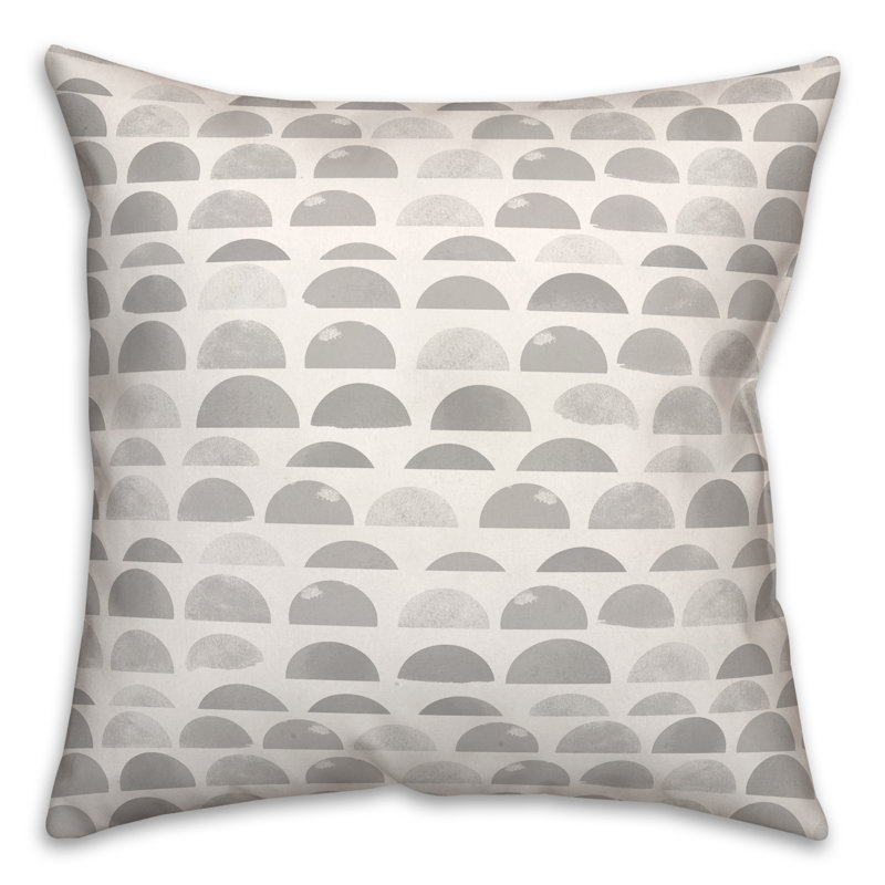 Housse et insert de coussin carré extérieur demi-cercles 7, 16 po x 16 po, Gris