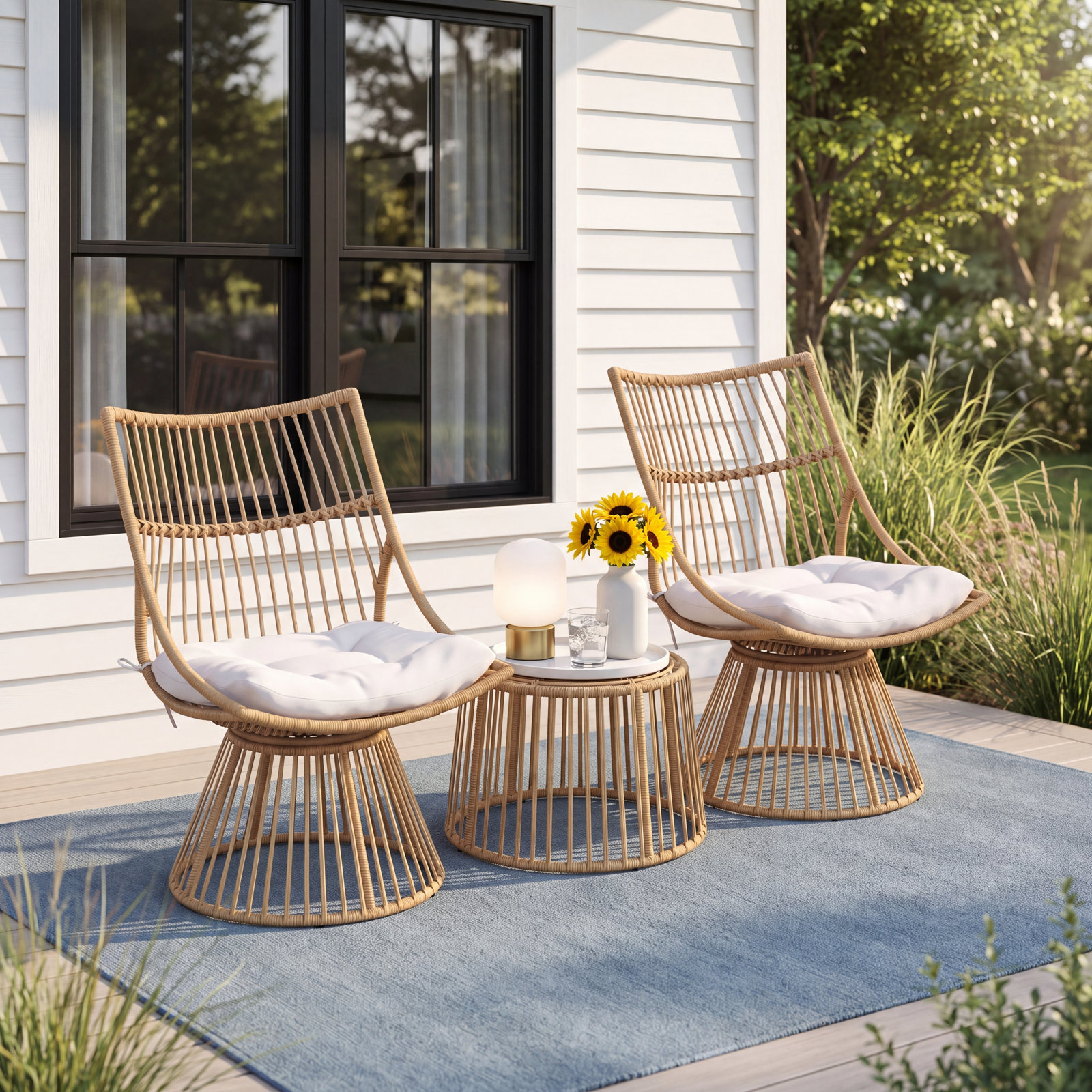 Fiona 2 - Person Patio Seating Group, Natural, Light Gray