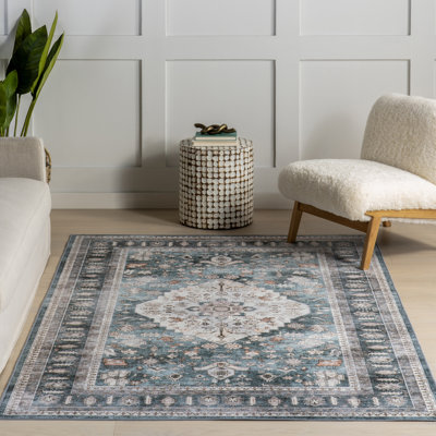 Davi Faded SplashGuard Machine Washable Area Rug