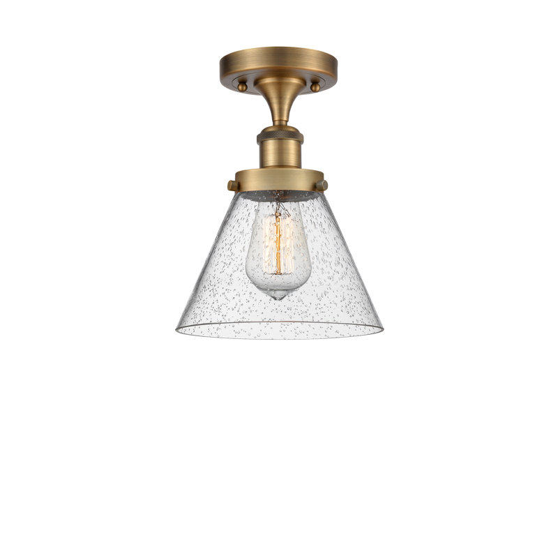 Plafonnier semi-encastré 1 lumière Alvonia, Laiton brossé, H 13 po x l 8 po x P 8 po, Ampoule non incluse