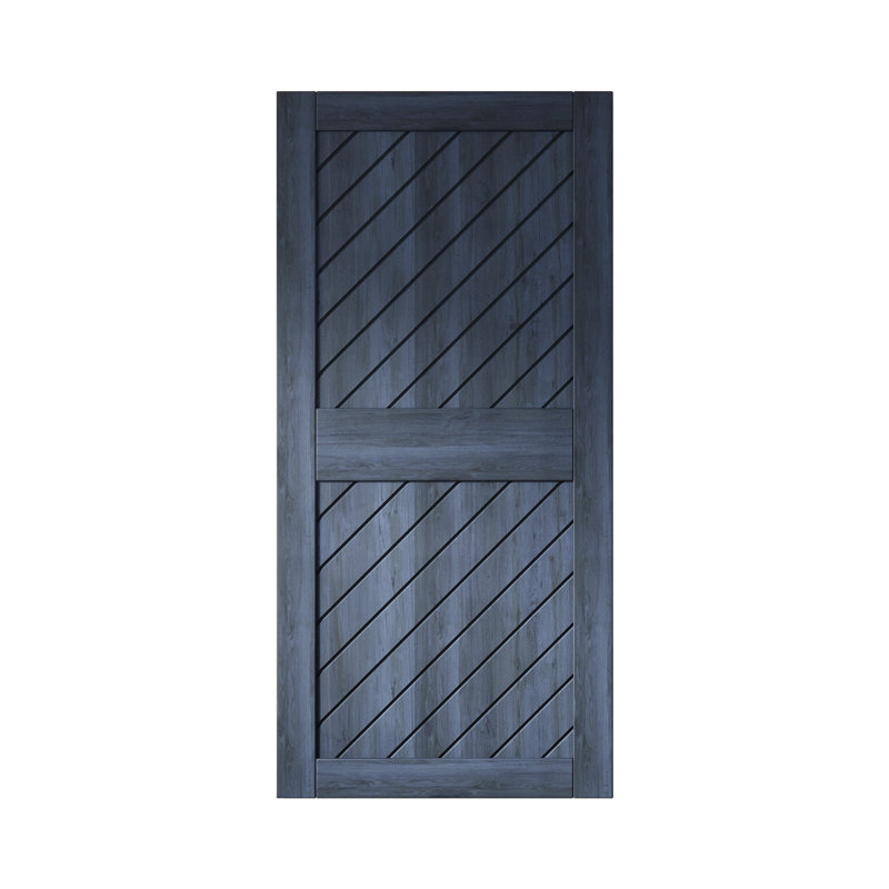 Porte de grange en bois de pin à finition inclinée et à finition bleu marine Homacer (avec quincaillerie non incluse)