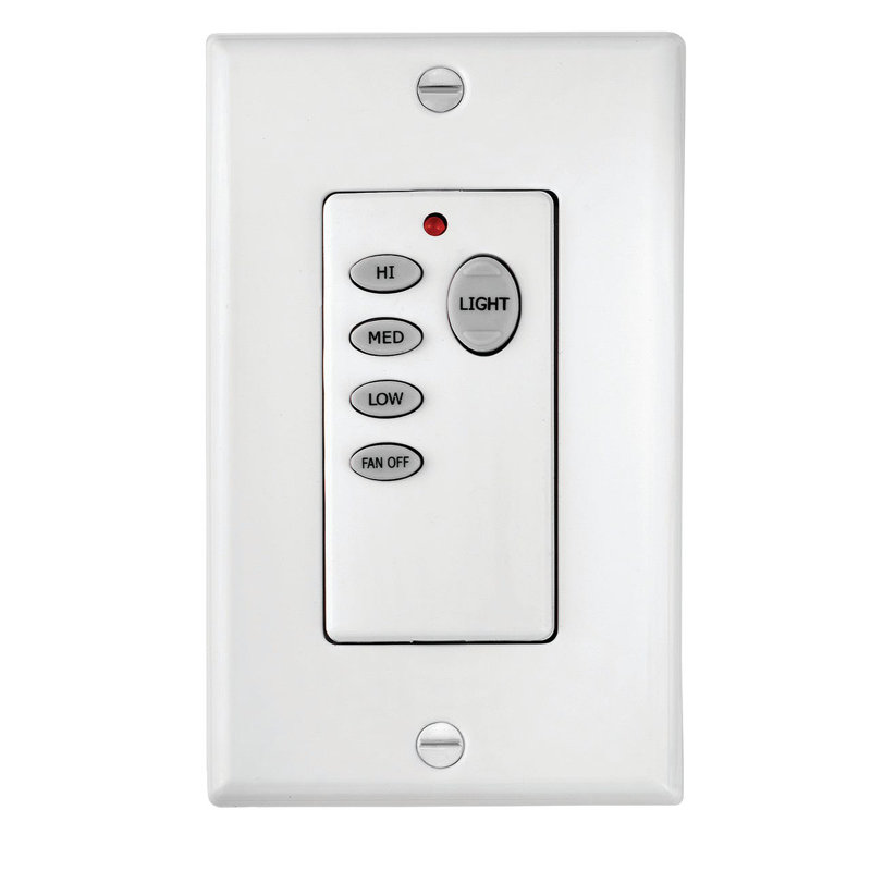 Hinkley 3 Speed & Light Button Universal Fan Wall Control in White