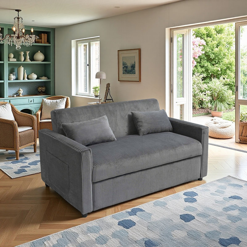 Alfred 3-in-1 Sleeper Sofa with Adjustable Backrest, Gray