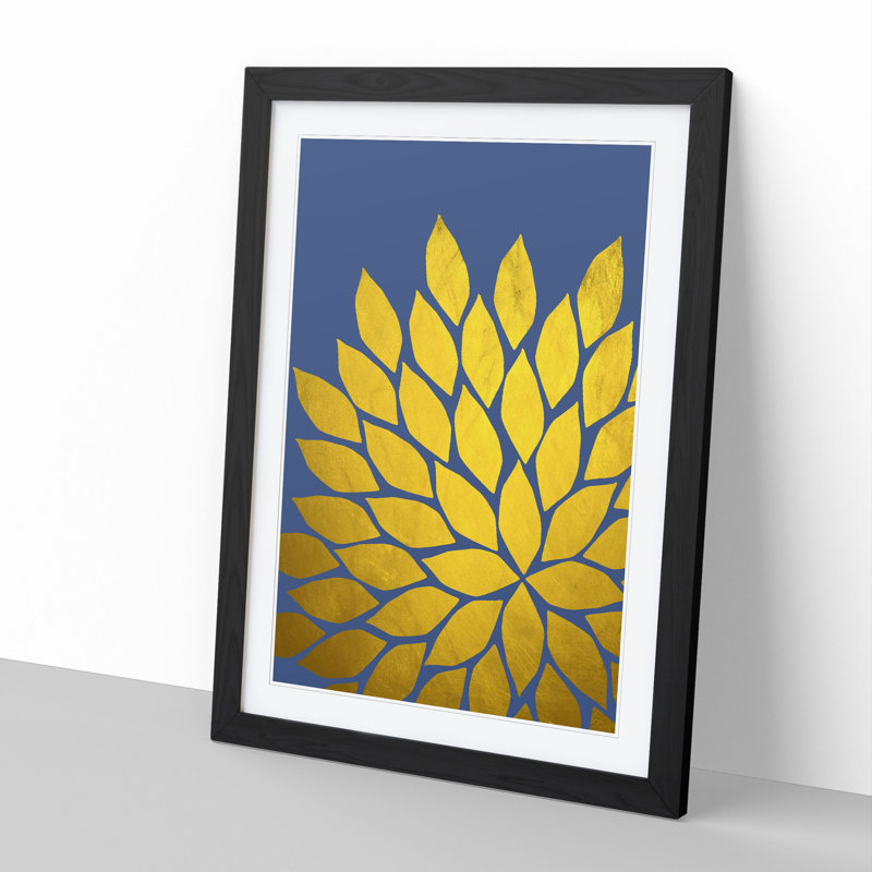 Abstract Leaves No.3 Gold - Framed Print, 36cm H x 27cm W x 2cm D, Black