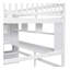 Lit mezzanine double avec bureau intégré, bibliothèques et escalier de rangement, blanc