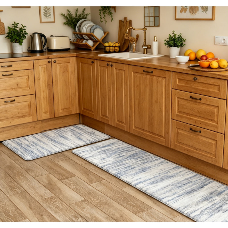 Tapis de cuisine antidérapant antidérapant 2 pièces, Blue
