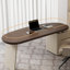 Bureau courbé en bois manufacturé brun noisette + blanc beige avec 1 tiroir-420606061