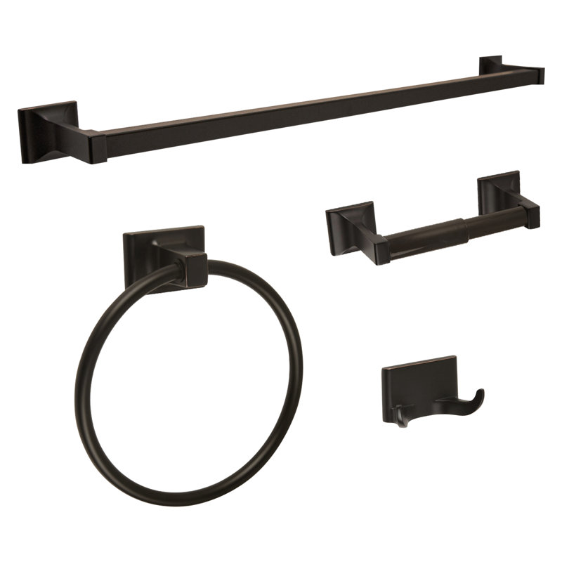 Ensemble de quincaillerie de salle de bain Lorinda, 4 pièces, Bronze huilé