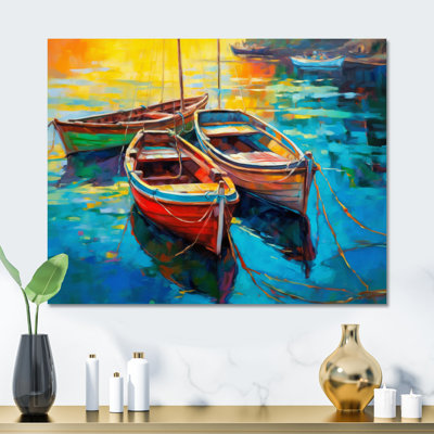 Trois bateaux dans le port I - décoration murale bateau en métal