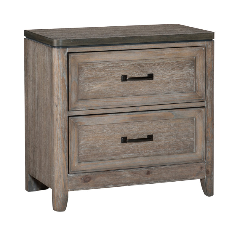 Table de chevet transitionnelle bicolore 1pc avec tiroirs à roulement à billes et table de chevet