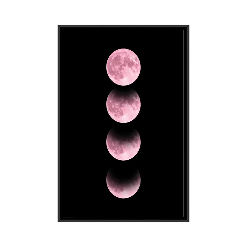 «Pink Moon», impression sur toile, H 26 po x l 18 po x P 1,5 po, Toile avec cadre noir, Pas de tapis