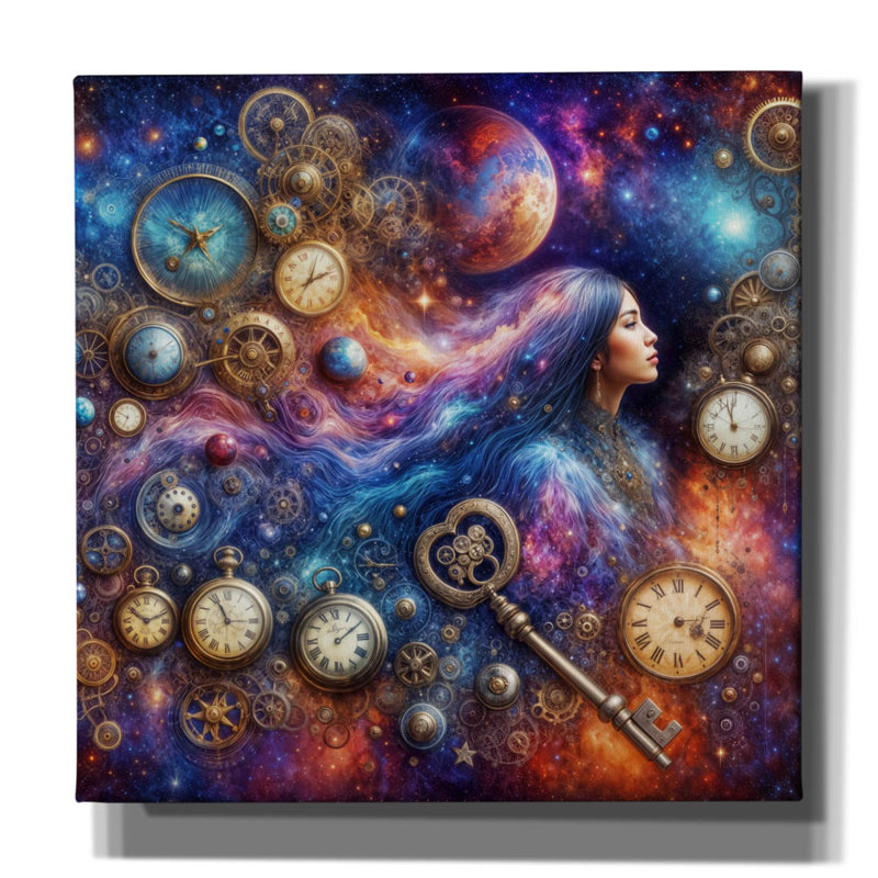  «Celestial Time Keeper 2» par Rey Klimt, art mural sur toile, H 18 po x l 18 po