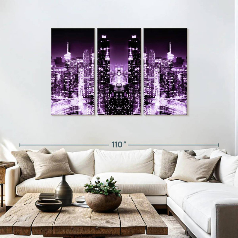 Sebbie NYC Reflection - Night Skyline III, 48" H x 74" W