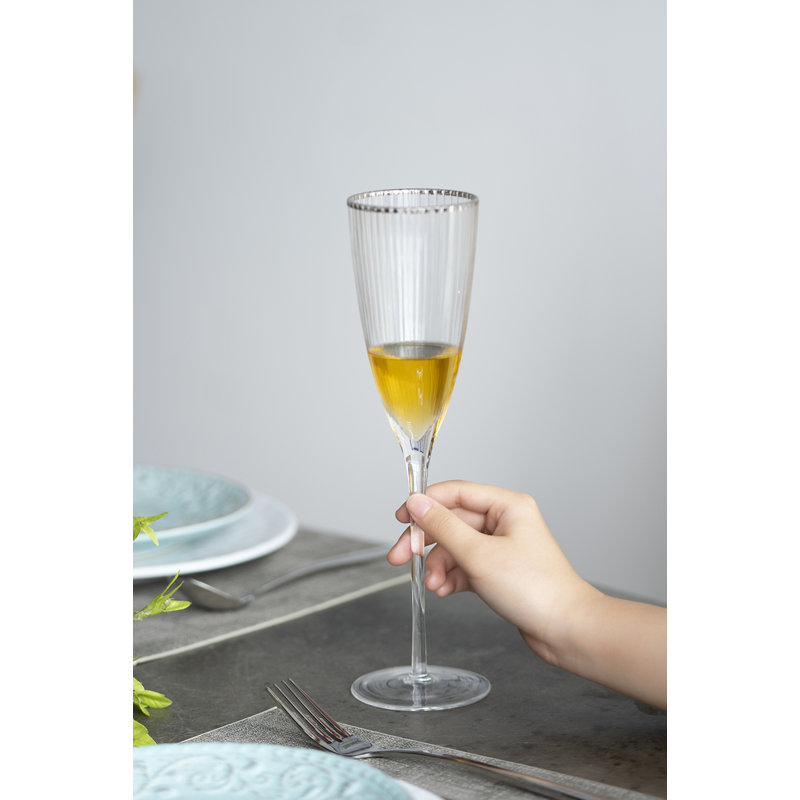 Flûte en verre Hanscom, argent