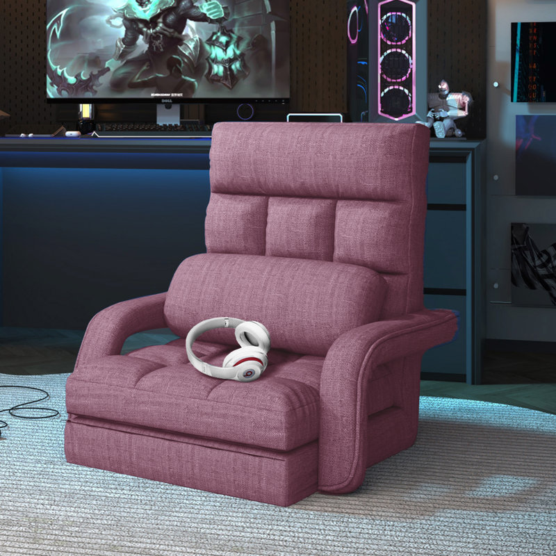 Fauteuil de jeu de plancher réglable et inclinable avec accoudoirs de méditation, Mauve
