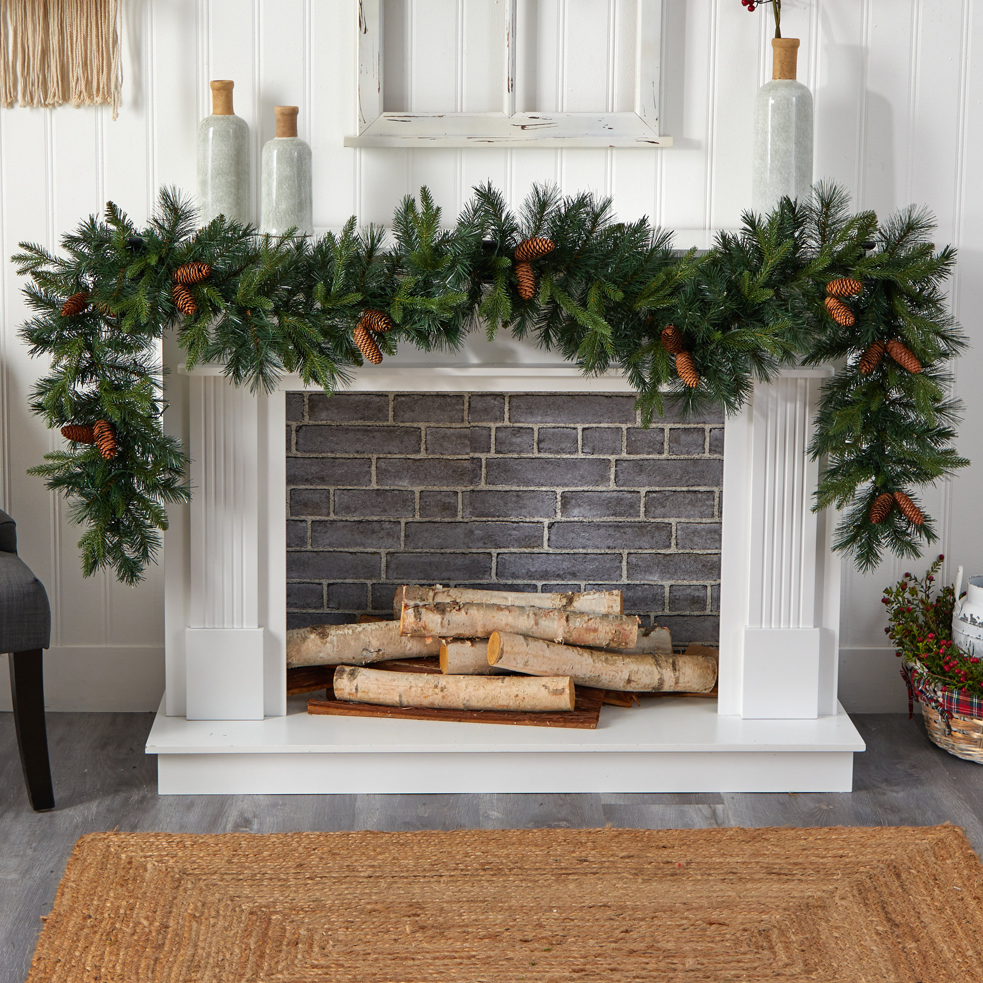 The Holiday Aisle® 9' Extra Wide Pre-Lit Garland with 70 White Lights & Reviews | Wayfair