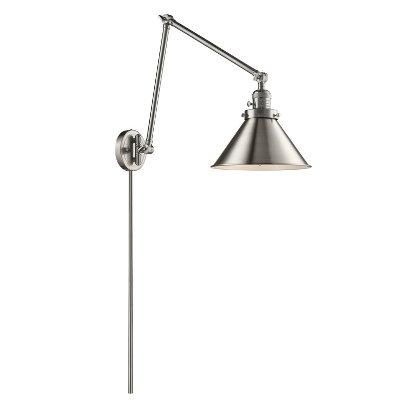 Paylor Swing Arm, Brushed Satin Nickel, Brushed Satin Nickel, 60 Watt Vintage Incandescent Bulb