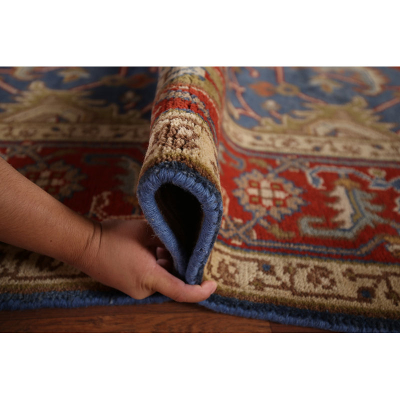 Tapis unique en coton 15 pi 9 po x 7 pi 11 po Thaiden Bleu marine et bleus