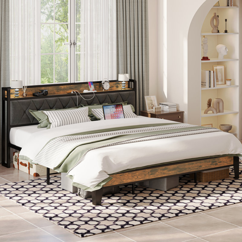 Havin Metal Platform Storage Bed, King
