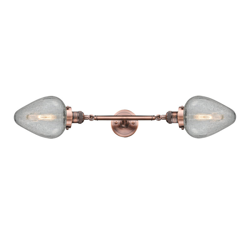 Éclairage pour salle de bain à intensité variable 2 lumières Shauna, Cuivre antique, Transparent