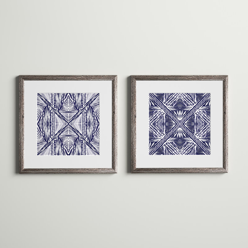 «Inky Kaleidoscope», ensemble de 2 reproductions d'art sur papier encadrées, Brun