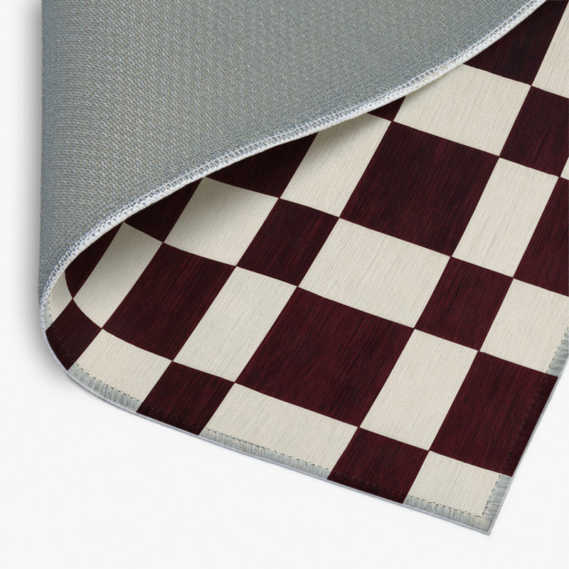 Tapis d'intérieur et d'extérieur à carreaux rouge, Rectangulaire 2 pi x 3 pi