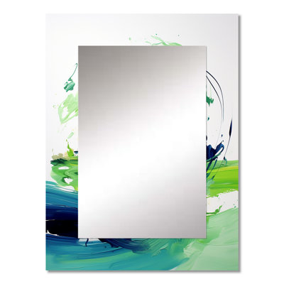 Green and Blue Surreal swirls charm I - Abstract Large Mirror, Green Decorative Wall Mirror, Printed Metal Art