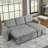 Sleeper Sofa Bed, Reversible Sectional Couch With Storage Chaise And Side Storage Bag