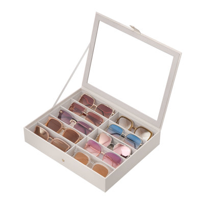 Sunglasses Display Case with Clear Lid and Streamlined Design Organizer Box, Gift for Women