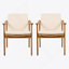 Ensemble de 2 chaises de salle à manger d'extérieur, structure en bois d'acacia couleur teck, osier PE brun, coussin imperméable beige, idéal pour les patios et les jardins-2040441663
