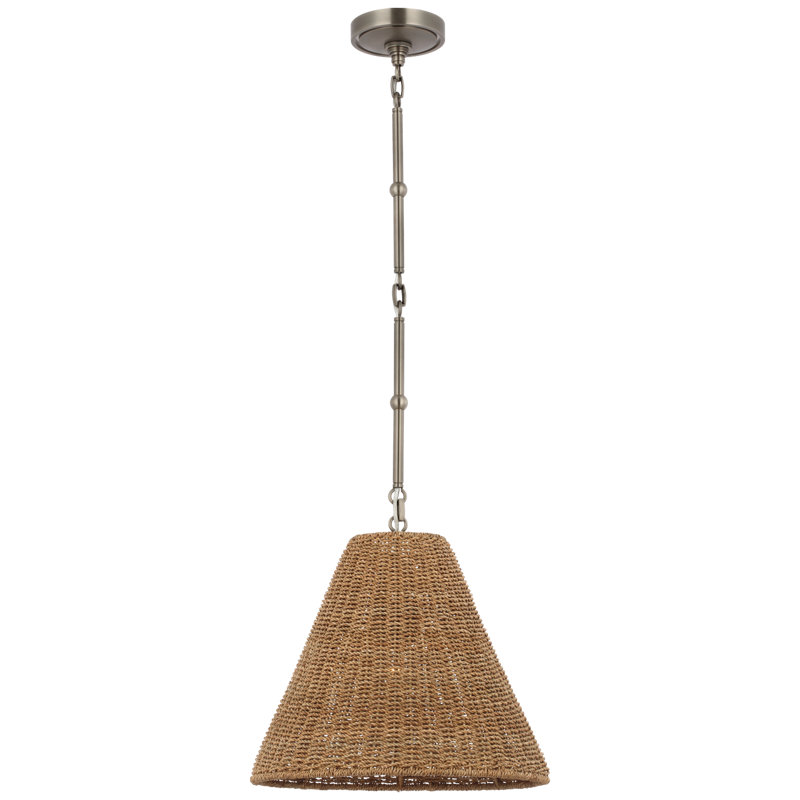 Goodman Pendant by Thomas O'Brien, 12.75" H x 15" W x 15" D, Toast, Bronze/Hand Rubbed Antique Brass