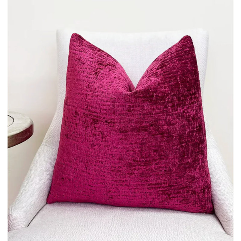 Housse de coussin en chenille unie, H 20 po x l 20 po 1, Rose