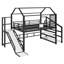 Lit mezzanine en métal avec glissade, escalier et tablettes de rangement-133527018-133527019