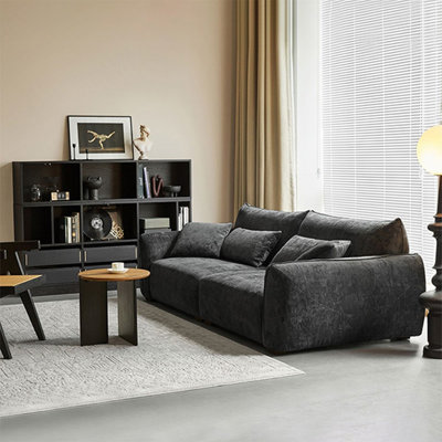 Causeuse-coussin modulaire en tissu chenille gris foncé