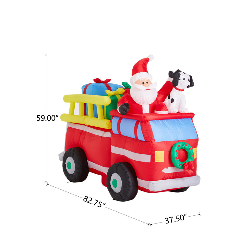 Décoration de Noël gonflable de père Noël en camion 7 pi