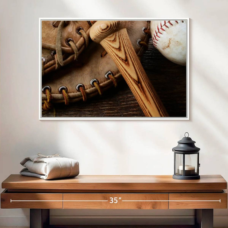 Old Old Baseball Stuff, Cadre flottant blanc, 25 po x 17 po
