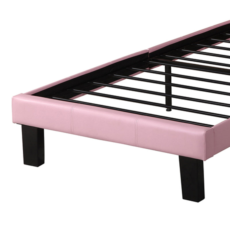 Judith Polyurethane Bed In High Headboard, Pink, Twin