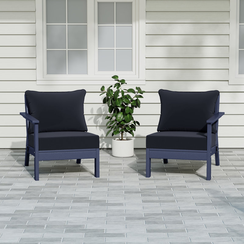 Deep Seating Set With Cushions, Navy Blue, Navy Blue